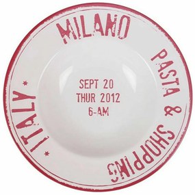 Piatto per Pasta Santa Clara Milano Rosso Porcellana Ø 28 cm (6 Unità)