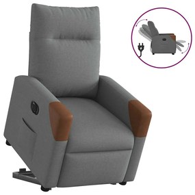 Poltrona Alzapersona Reclinabile Elettrica Grigio Scuro Tessuto /