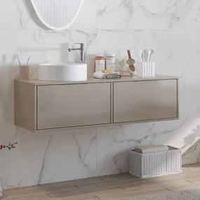 Kamalu - Mobile sospeso 120cm con doppio cassetto scorrevole KSPR-120