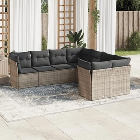 Set Divano da Giardino 8 pz con Cuscini Grigio in Polyrattan