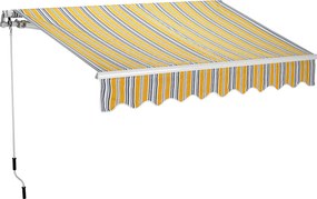 Tenda da Sole Barra Quadra 200x300 cm Tessuto in Poliestere Riga Gialla...