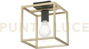 Plafoniera kimera nera e oro satinato 1 luce attacco e27 20x20x22,5cm