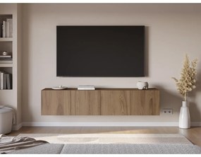 Mobile TV di colore naturale con effetto rovere 180x38x35 cm Daroca – Marckeric