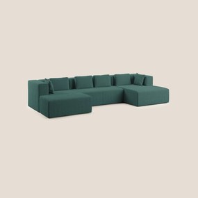 Nettuno divano panoramico in morbido tessuto bouclè T07 verde X