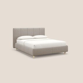 Laura letto imbottito contenitore e sfoderabile in microfibra velluto impermeabile T09 tortora