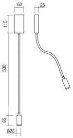 Redo 01-2754 - Lampada LED flessibile WALLIE LED/3W/230V USB CRI 90 bianco