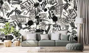 Carta da parati autoadesiva – Astrattismo pop art in bianco e nero