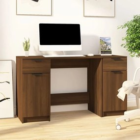 Scrivania Con Mobile Laterale Rovere Marrone Legno Multistrato /