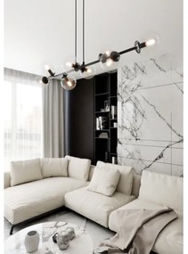 Lampadario a sospensione con filo ROSSI 8xE14/10W/230V nero/limpido