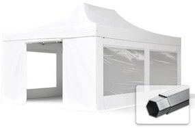 TOOLPORT 4x6m gazebo pieghevole PVC con laterali (finestre panoramiche), PROFESSIONAL alluminio, bianco - (582245)