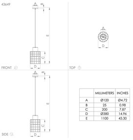 Lampadario Industrial Milligan 1 Luce Acciaio Grigio E Bianco