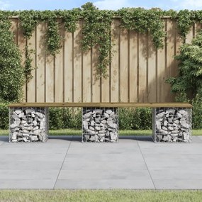 Panca da giardino design gabbione 203x44x42 cm pino impregnato