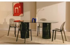 Tavolo da Pranzo Ovale in Vetro Temperato (200x90 cm) Kolu Vetro - The Masie