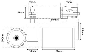 Faro LED 42W per Binario Trifase CRI92 36°/60° con driver Philips CCT Colore Bianco Variabile CCT
