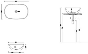 Milk Lavabo Appoggio 60x39 Bianco Lucido