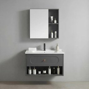 Set di mobili da bagno con lavabo River 60cm Grey