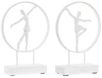 Statua Decorativa DKD Home Decor 23 x 9 x 33 cm Bianco Ballerina Classica (2 Unità)
