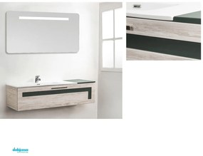 Mobile Bagno Sospeso "Corallo" Da 100 Cm Composto Da Un Cassetto Finitura Pino Bianco/Verde Bottiglia