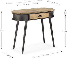 Tavolo consolle nero/di colore naturale 38x90 cm Delhi – MOME