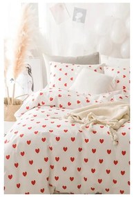 Biancheria da letto matrimoniale color panna in cotone Renforcé con un lenzuolo 4 pezzi 200x220 cm Mini Hearts - Mila Home