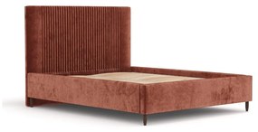 Letto matrimoniale imbottito color mattone con spazio contenitivo e rete 200x200 Etero - Maison de Rêve