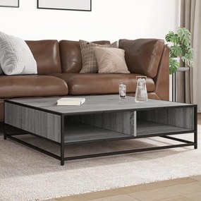 Tavolino Grigio Sonoma 100x100x30 Cm İn Truciolato E Metallo /
