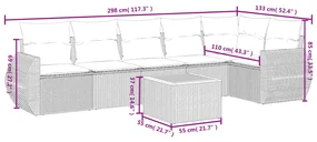 Set divani da giardino 7 pz con cuscini grigio in polyrattan