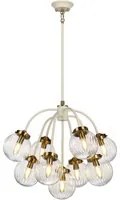 Lampadario Contemporaneo Cosmos Acciaio Crema Vetro Ottone 9 Luci E14