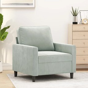Poltrona Grigio Chiaro 60 Cm Velluto /