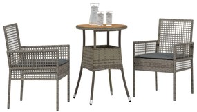Set di mobili da pranzo  set di 3 grigio rattan, metallo
