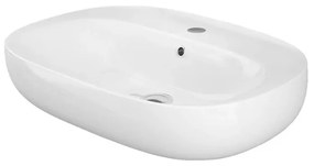 Lavabo ovale 50 cm d'appoggio bianco in ceramica Rak Illusion
