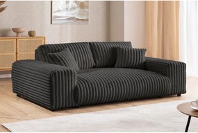 Divano grigio scuro con rivestimento in velluto a coste 213 cm Justin – Ropez