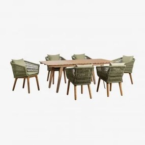 Set tavolo allungabile in legno (150-200x90 cm) Naele e 6 sedie da - Sklum