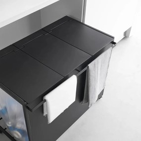 Bidone nero in metallo per rifiuti differenziati Tower - YAMAZAKI