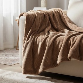 Plaid motivo 3D 160x130 cm zebrato marrone