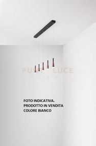 Sospensione 5 luci cone in alluminio rettangolare colore bianco opa...