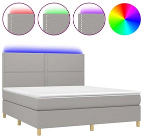 Letto a Molle Materasso e LED Grigio Chiaro 160x200 cm Tessuto