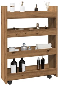 Carrello Stretto A 4 Livelli Rovere Artigianale İn Truciolato /