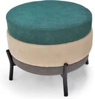 HAMBURG - Pouf rotondo a 3 stati in PU/velluto/lino beige