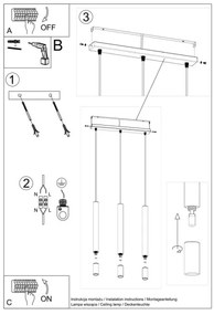 Sollux SL.0959 - Lampadario su corda VIZIER 3xG9/40W/230V bianco