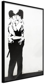 Poster  Banksy: Kissing Coppers II  Cornice Quadri Cornice nera, Larghezza x Altezza Home decor 20x30