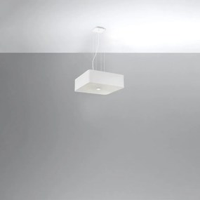 Apparecchio a sospensione bianco con paralume in vetro-tessuto Kortez - Nice Lamps