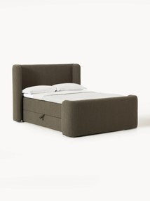 Letto boxsrping in bouclé con contenitore Perla