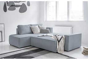 Divano letto angolare in velluto a coste grigio chiaro Brave Dave - Miuform