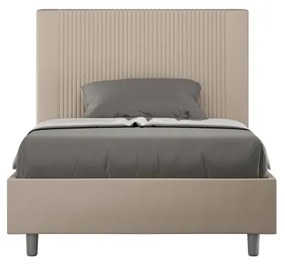 Letto una piazza e mezza contenitore imbottito 120x200 similpelle tortora Goya
