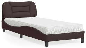 Letto con materasso marrone scuro 80x200 cm in tessuto