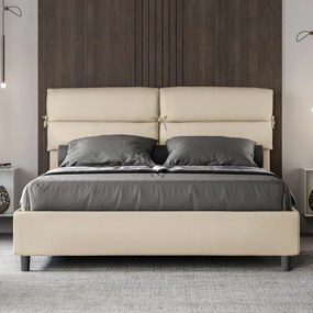 Letto matrimoniale senza rete imbottito 160x200 similpelle tortora Nandy