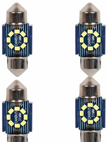 4 Pezzi Lampada Led Siluro 31mm Canbus T11 SV8.5 C5W C10W 8 SMD 2016 12V 24V 2.5W 120lm Bianco 6500K per Auto e Camion