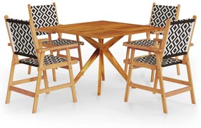 Set mobili da pranzo per giardino 5 pz legno massello di acacia