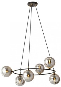 Lampadario a Sospensione AZURA 6 in Acciaio e Vetro 6xE14 Colore del corpo Nero e Grafite